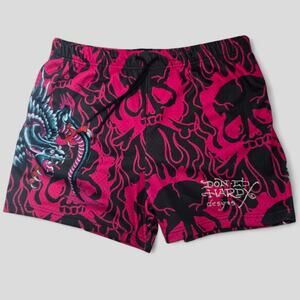 Ed Hardy Y2K Pink Panther Dragon Mesh Athletic Shorts Men's Shorts Large